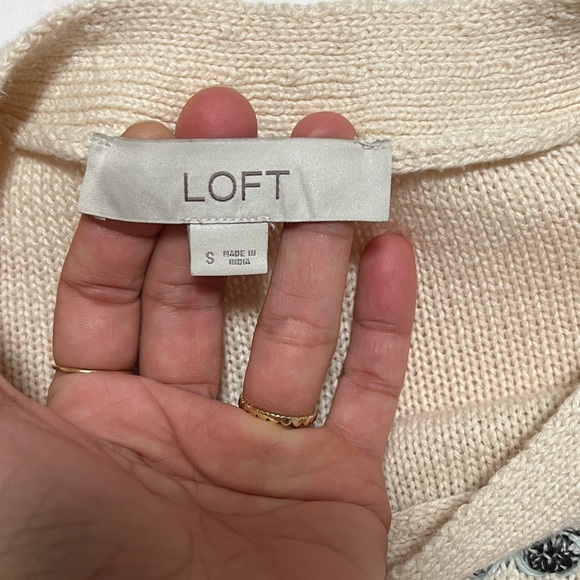 Women's Loft Cotton Multicolor Fringed Sweater size S - Picture 3 of 7